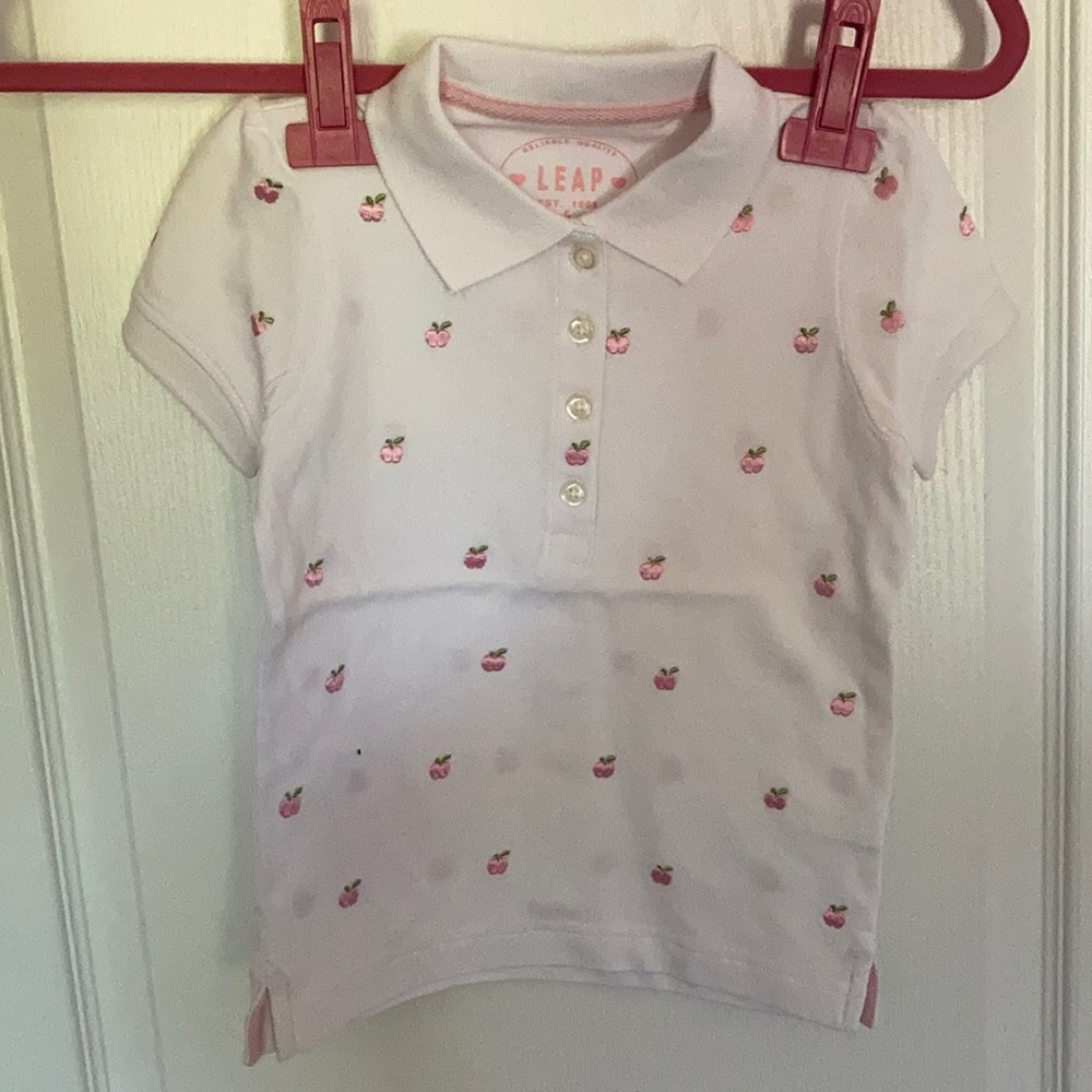 White & Pink Apple Polo